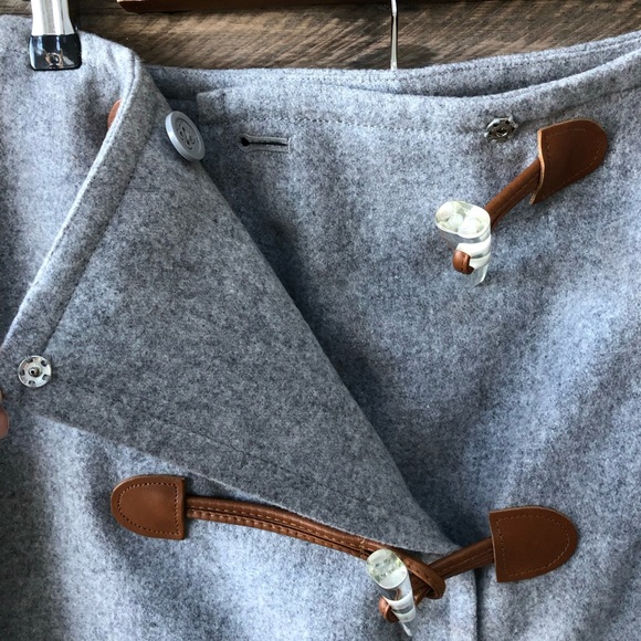 LIZ CLAIBORNE grey wool skirt with leather size 10 - Picture 5 of 9